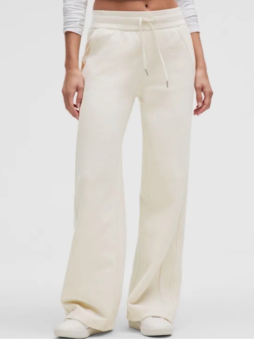 lululemon athletica Cream Midrise Wide-Leg Drawstring Pants